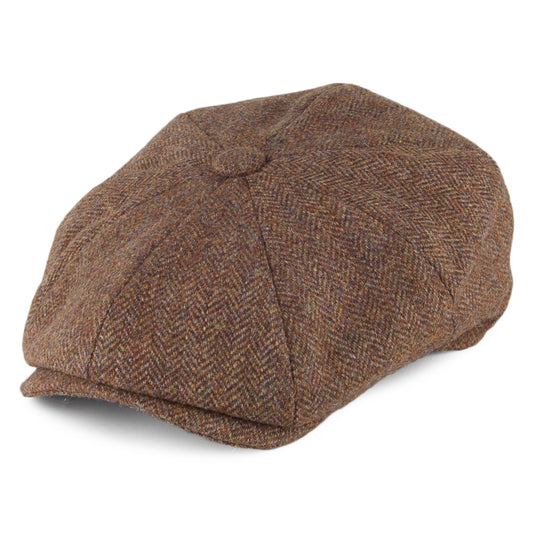 Casquette Gavroche en Tweed à Chevrons Country marron CHRISTYS