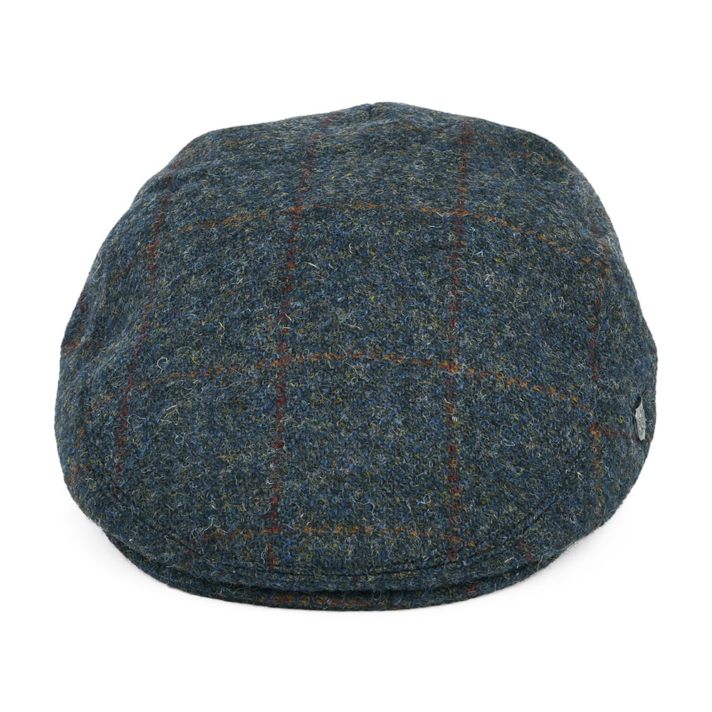 Casquette Plate en HARRIS TWEED à Carreaux Stornoway bleu-multi FAILSWORTH