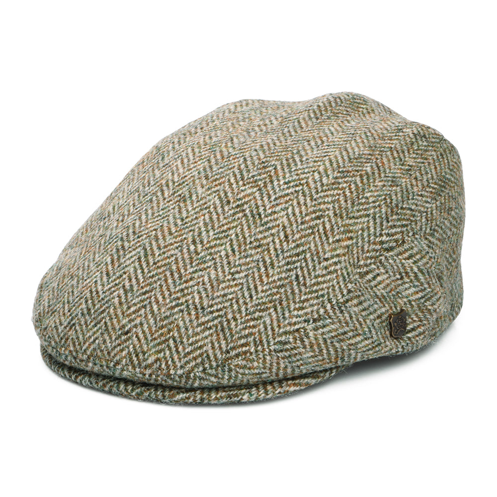 Casquette Plate en HARRIS TWEED à Chevrons Stornoway beige-khaki FAILSWORTH