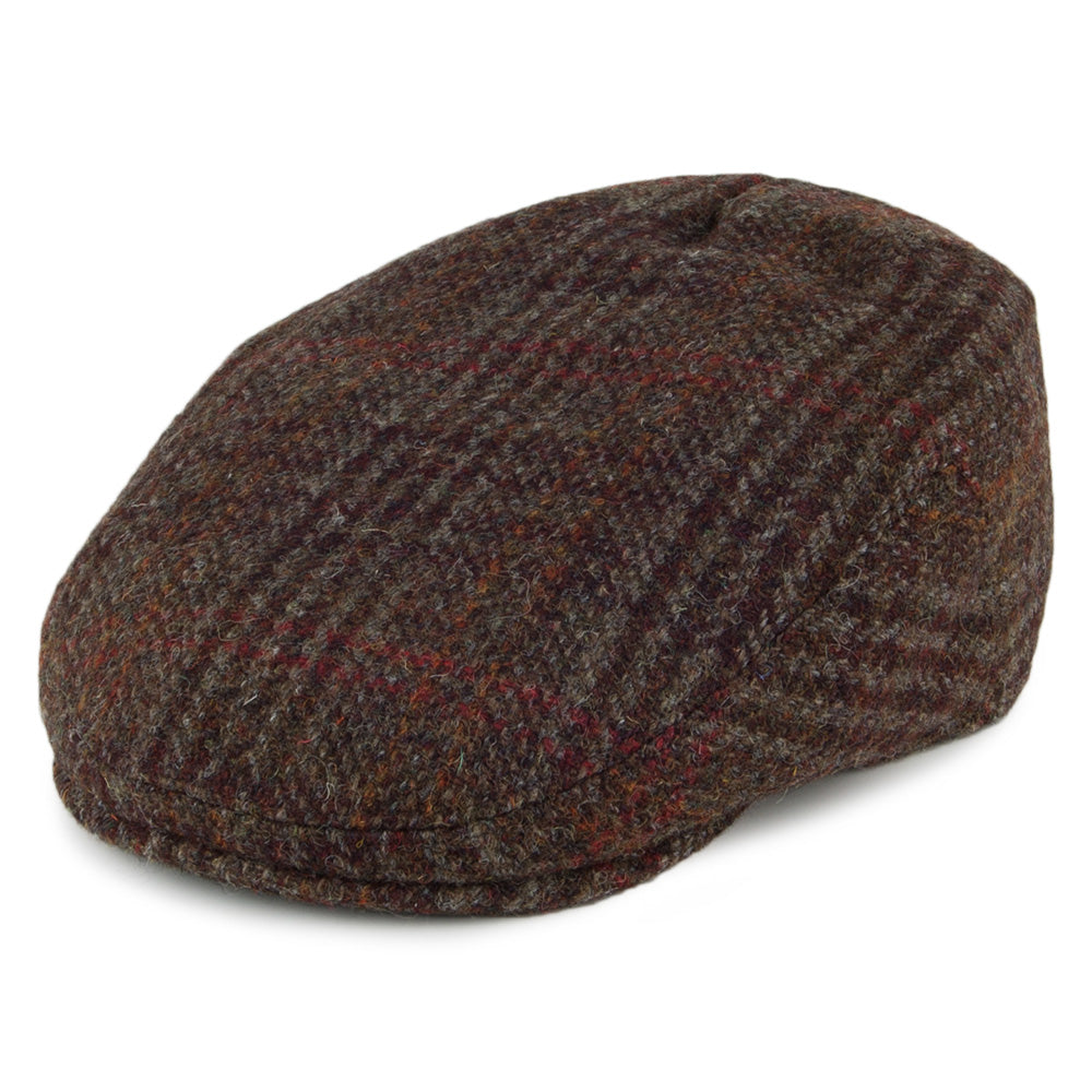 Casquette Plate en HARRIS TWEED Glen Plaid Stornoway olive mélangé FAILSWORTH