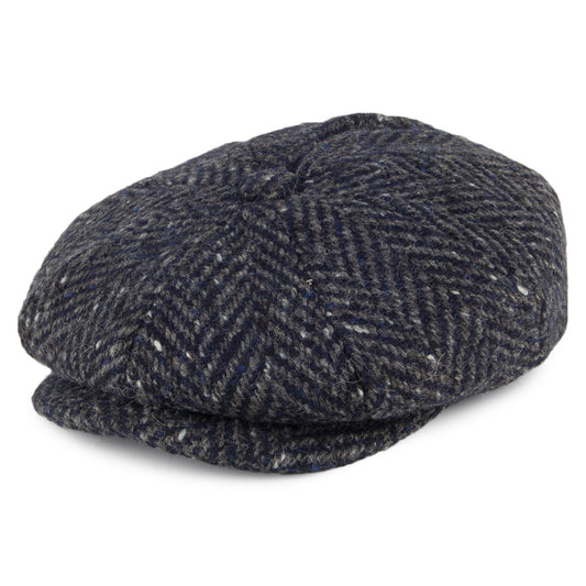 Casquette Gavroche en Tweed du Donegal à Chevrons Mayo bleu marine-gris FAILSWORTH