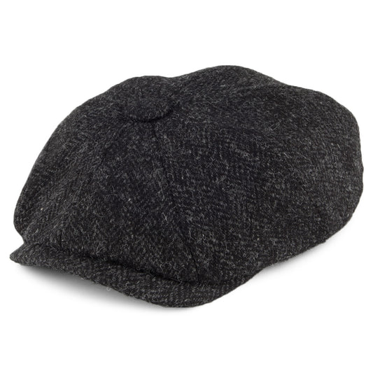 Casquette Gavroche en HARRIS TWEED à 8 pans anthracite OLNEY
