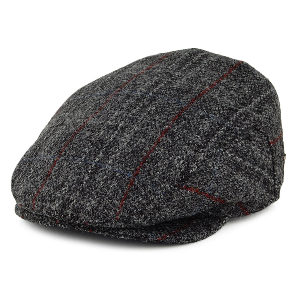 Casquette Plate en HARRIS TWEED Loch Alsh mélange de gris JAXON & JAMES