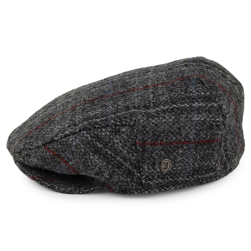Casquette Plate en HARRIS TWEED Loch Alsh mélange de gris JAXON & JAMES