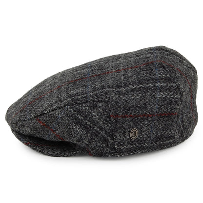 Casquette Plate en HARRIS TWEED Loch Alsh mélange de gris JAXON & JAMES
