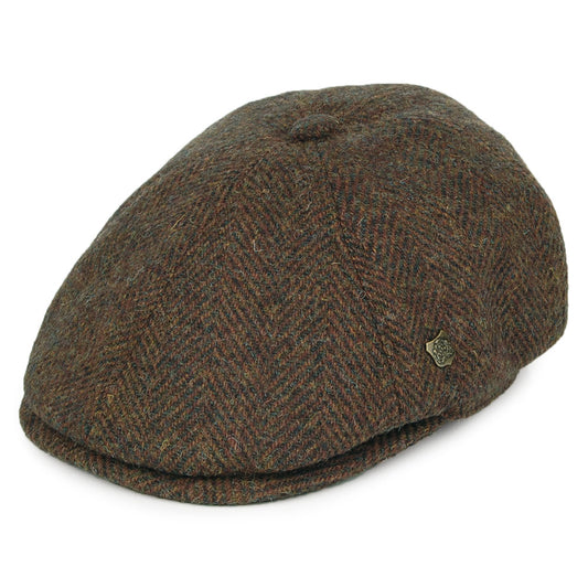 Casquette Gavroche en HARRIS TWEED à Chevrons Hudson marron FAILSWORTH