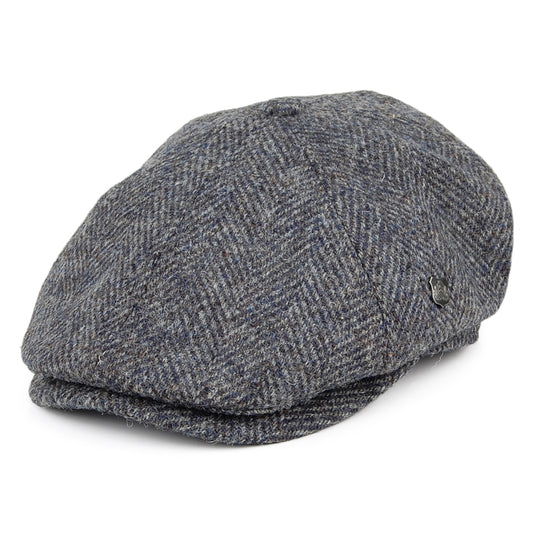 Casquette Gavroche en HARRIS TWEED à Chevrons Hudson bleu-gris FAILSWORTH
