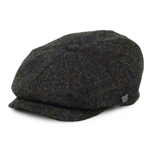 Casquette Gavroche en HARRIS TWEED à Chevrons Carloway mousse-bleu FAILSWORTH