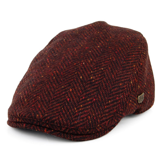 Casquette Plate en Tweed du Donegal à Chevrons Stockholm bordeaux FAILSWORTH