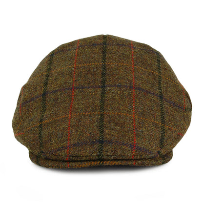 Casquette Plate Country Tweed Balmoral olive-marron CHRISTYS