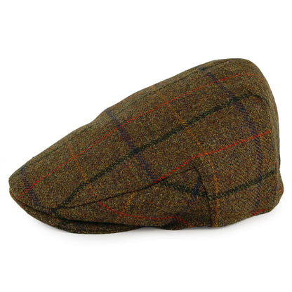 Casquette Plate Country Tweed Balmoral olive-marron CHRISTYS