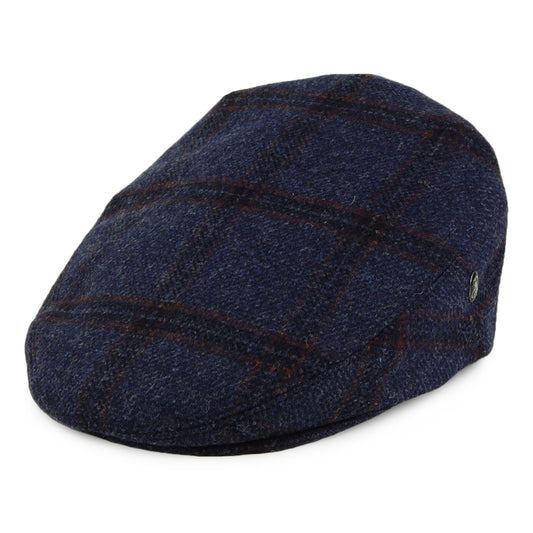 Casquette Plate en Laine Vierge Anglaise à Carreaux bleu CITY SPORT