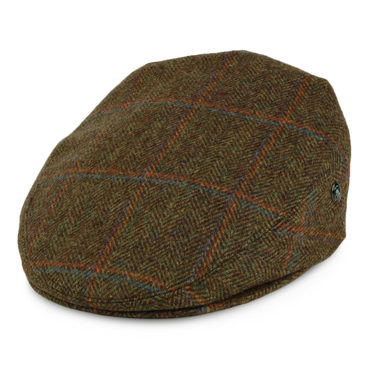Casquette Plate en Laine Vierge Anglaise à Carreaux sauge CITY SPORT