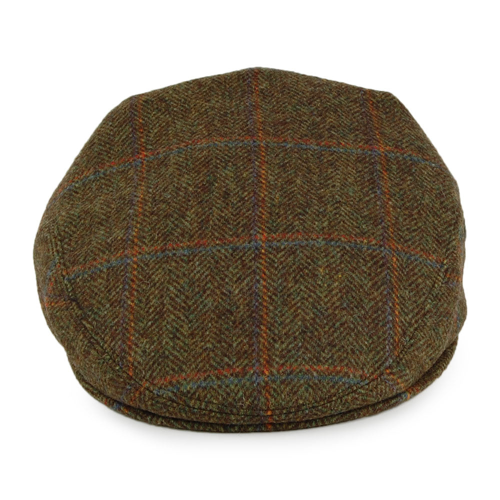 Casquette Plate en Laine Vierge Anglaise à Carreaux sauge CITY SPORT