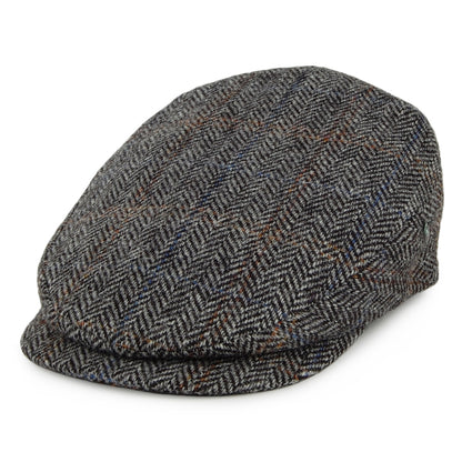 Casquette Plate en HARRIS TWEED à Visière Allongée gris-noir CITY SPORT