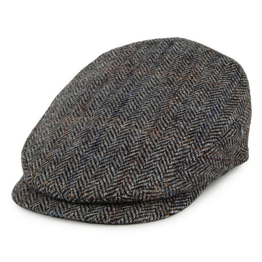 Casquette Plate en HARRIS TWEED à Visière Allongée gris-noir CITY SPORT