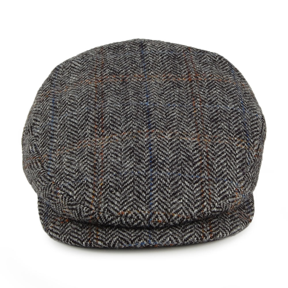 Casquette Plate en HARRIS TWEED à Visière Allongée gris-noir CITY SPORT