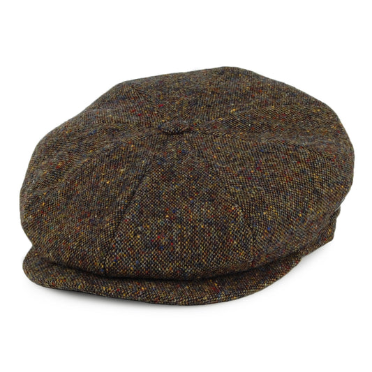 Casquette Gavroche en Tweed du Donegal olive et mix de couleurs CITY SPORT