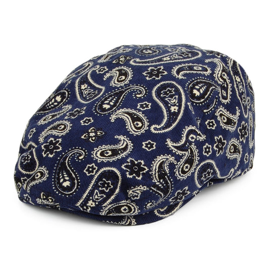 Casquette Plate en Velours Côtelé Paisley Fantasy bleu marine-mix CARLOS SANTANA