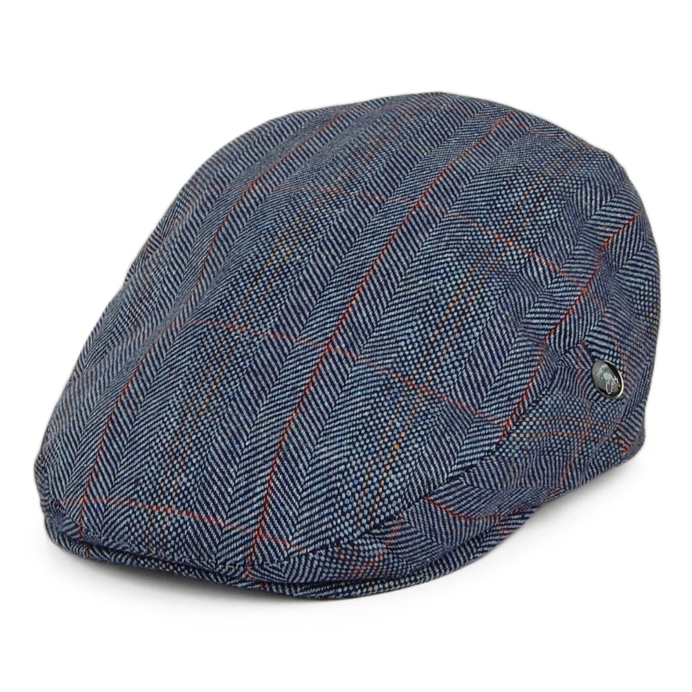Casquette Plate à Carreaux en Pure Soie bleu marine CITY SPORT