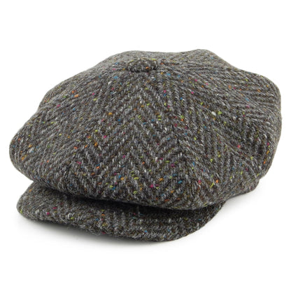Casquette Gavroche en Tweed du Donegal à Larges Chevrons mélange de gris CITY SPORT