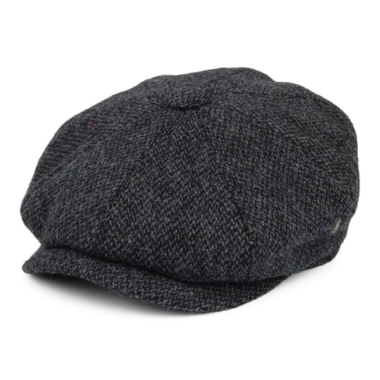 Casquette Gavroche en HARRIS TWEED Chiné Calotte Profonde bleu marine CITY SPORT