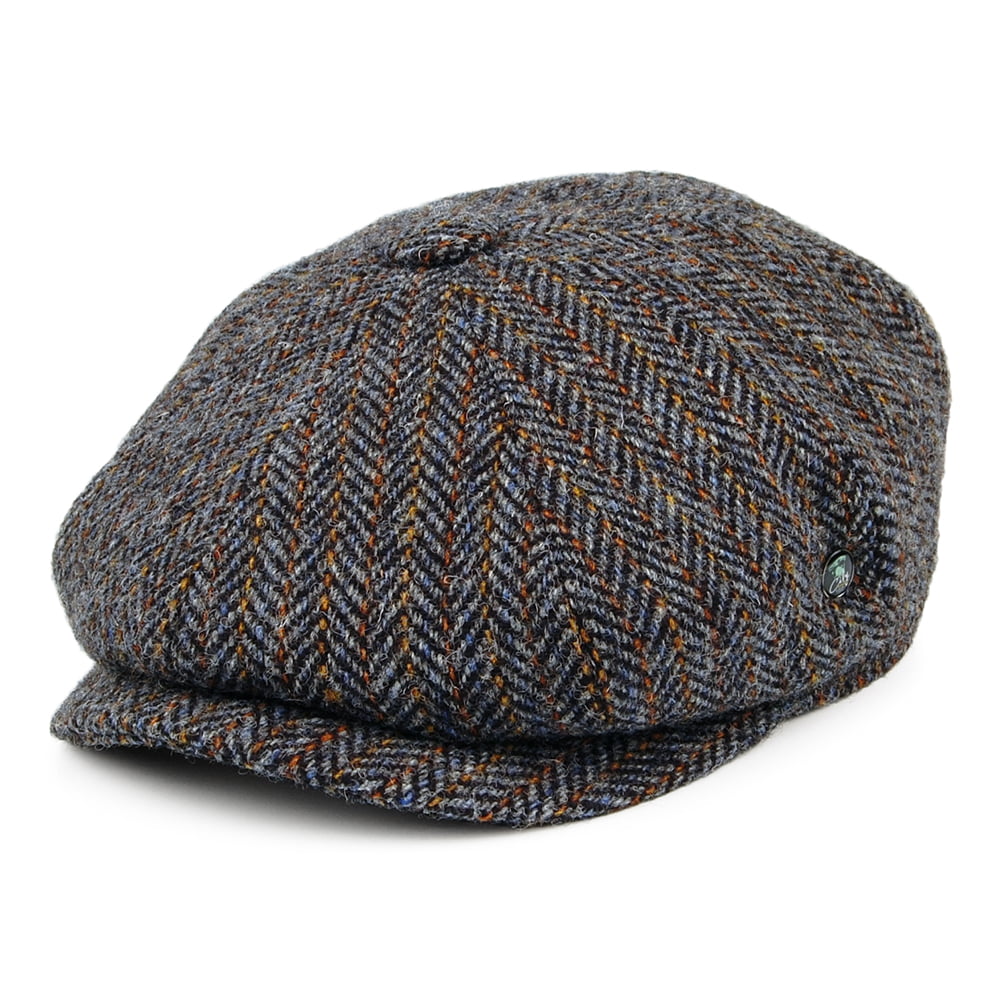 Casquette Gavroche en HARRIS TWEED à Chevrons Calotte Profonde gris-bronze CITY SPORT