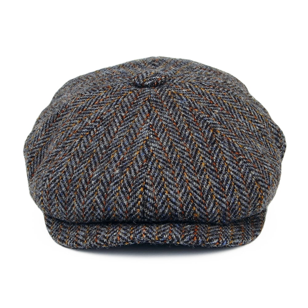 Casquette Gavroche en HARRIS TWEED à Chevrons Calotte Profonde gris-bronze CITY SPORT