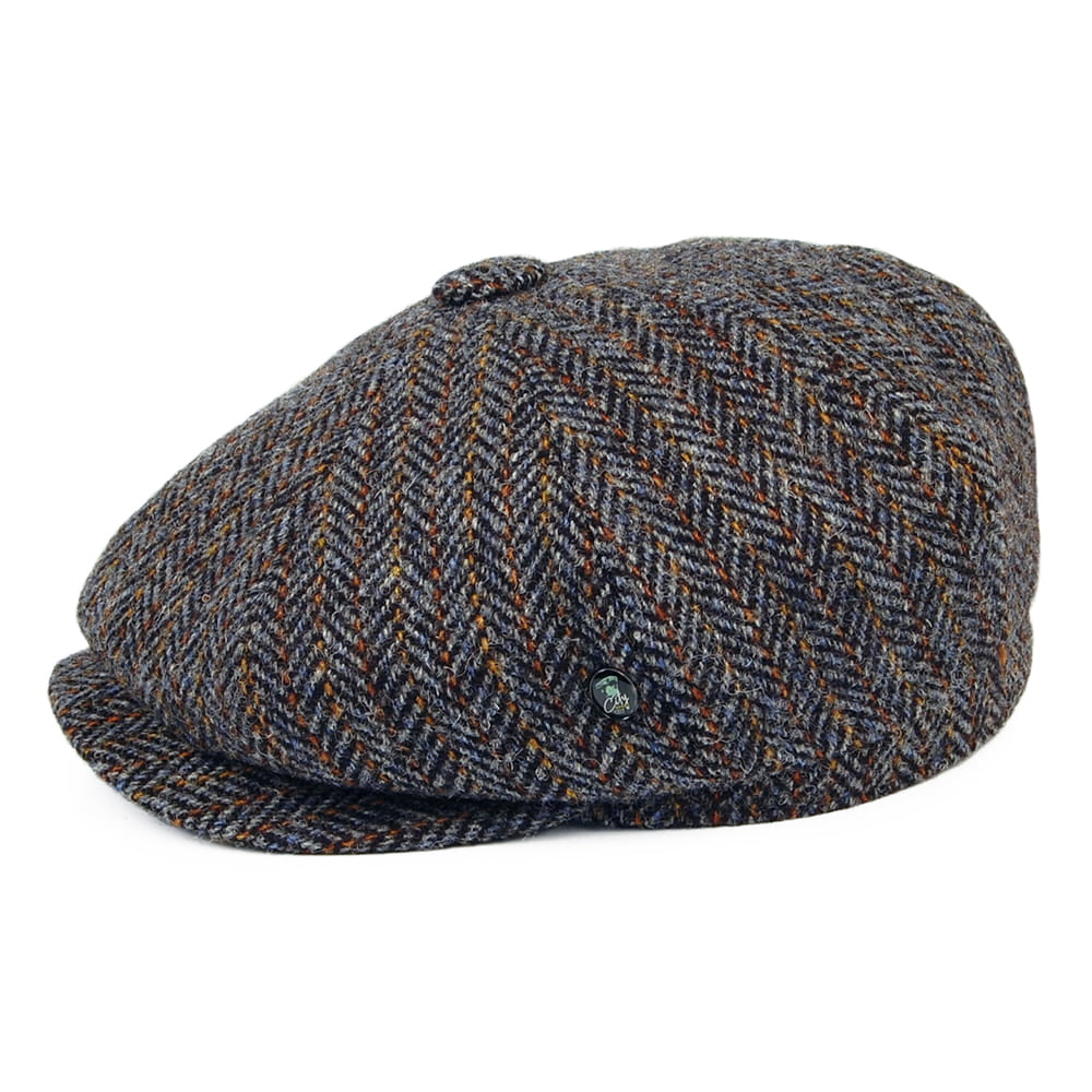 Casquette Gavroche en HARRIS TWEED à Chevrons Calotte Profonde gris-bronze CITY SPORT