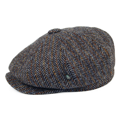 Casquette Gavroche en HARRIS TWEED à Chevrons Calotte Profonde gris-bronze CITY SPORT