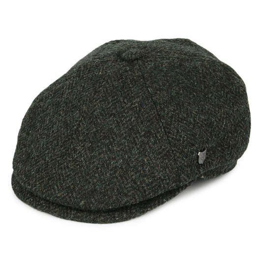Casquette Gavroche en HARRIS TWEED à Chevrons Hudson olive FAILSWORTH