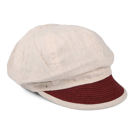 Casquette Gavroche en Coton et Lin sable-bordeaux SEEBERGER