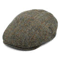 Casquette Plate En Harris Tweed - Tissu écossais En Laine - Modèle Lundale Olive/marron - Jaxon & James - 12