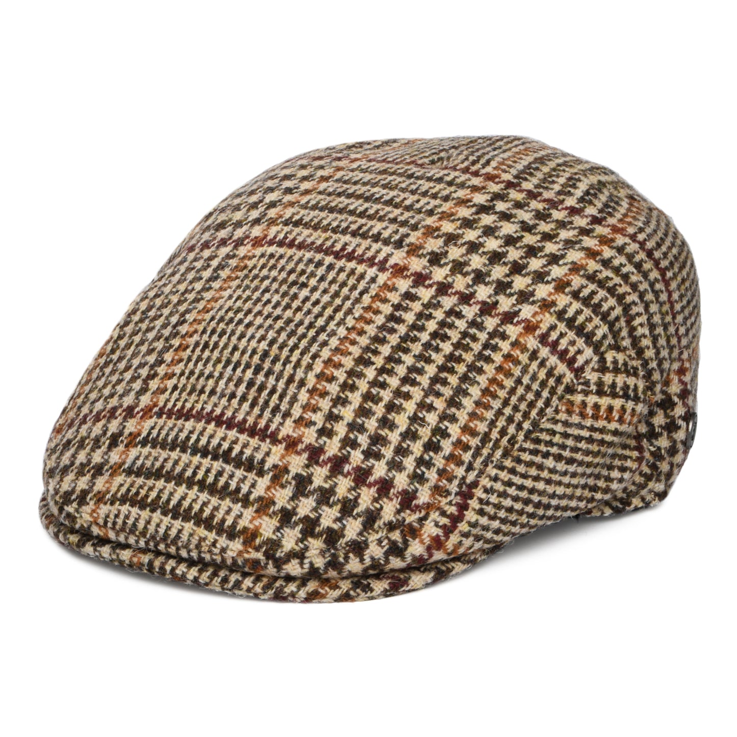 Casquette Plate en HARRIS TWEED Locheport marron-beige sable JAXON & JAMES