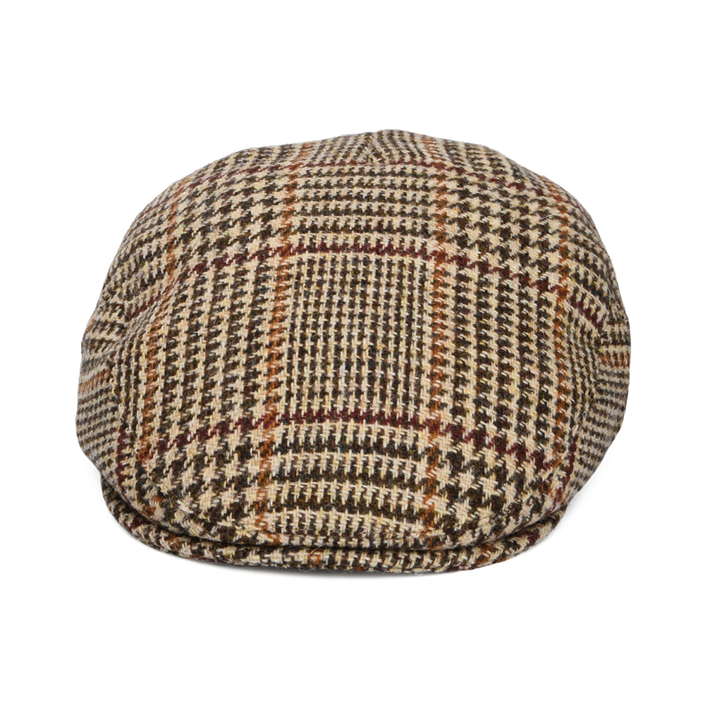 Casquette Plate en HARRIS TWEED Locheport marron-beige sable JAXON & JAMES