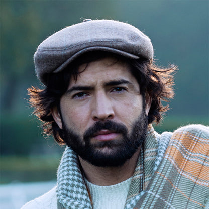 Casquette Plate à Carreaux et Chevrons Surr marron clair BARTS