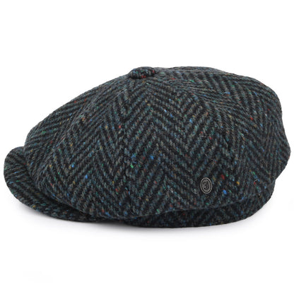 Casquette Gavroche en Tweed du Donegal Glendowan bleu mélangé JAXON & JAMES