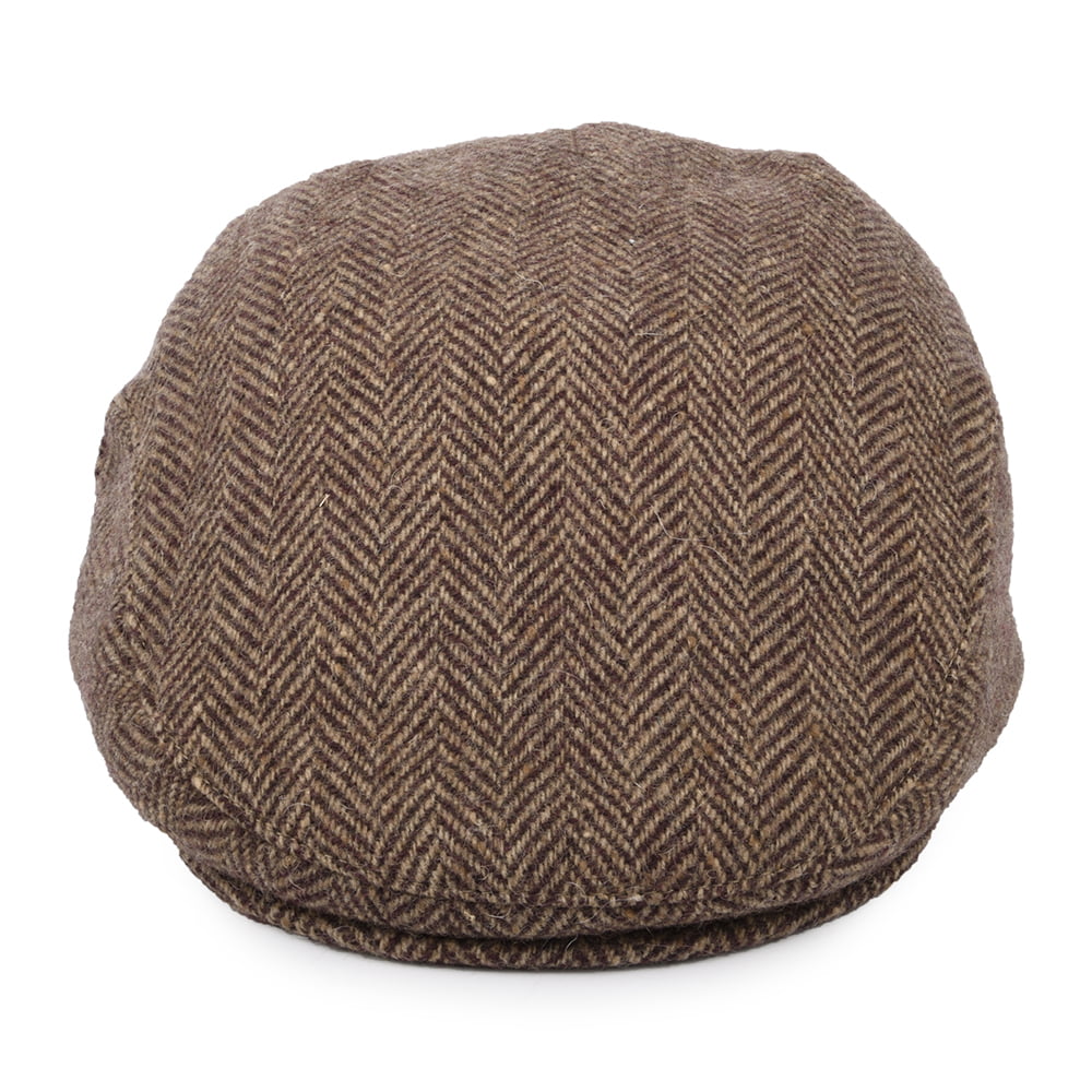 Casquette Plate en Tweed du Donegal Ballyboe bordeaux-camel JAXON & JAMES