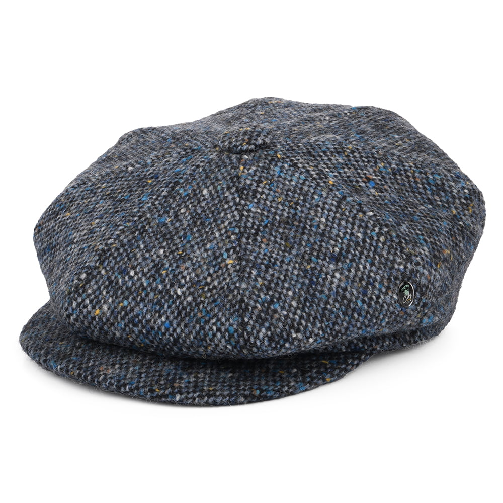 Casquette Gavroche en Tweed du Donegal Chiné bleu CITY SPORT