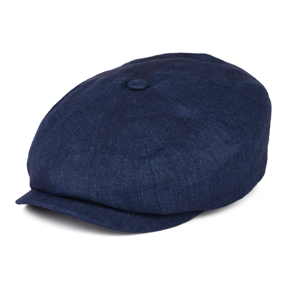 Casquette Gavroche en Lin Chiné Hatteras bleu marine STETSON