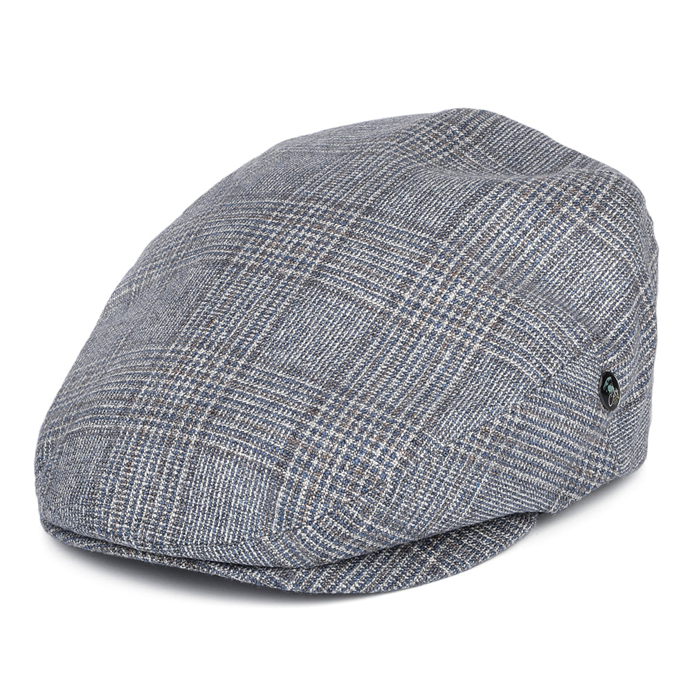 Casquette Plate en Soie et Laine Prince-de-Galles bleu-marron CITY SPORT