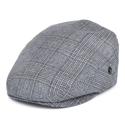 Casquette Plate en Soie et Laine Prince-de-Galles bleu-marron CITY SPORT