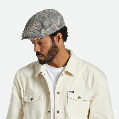 Casquette Gavroche Prince-de-Galles Brood blanc cassé-noir-orange BRIXTON