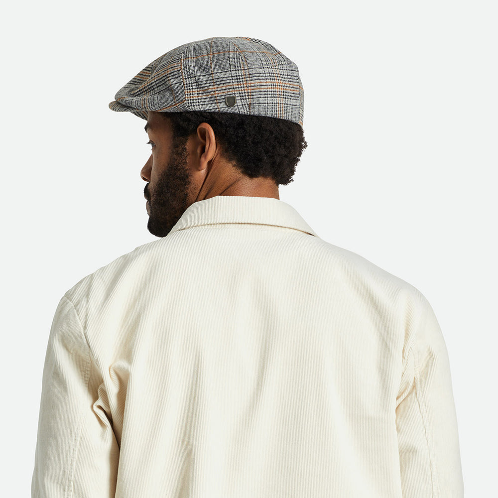 Casquette Gavroche Prince-de-Galles Brood blanc cassé-noir-orange BRIXTON