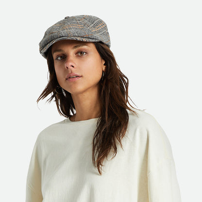 Casquette Gavroche Prince-de-Galles Brood blanc cassé-noir-orange BRIXTON