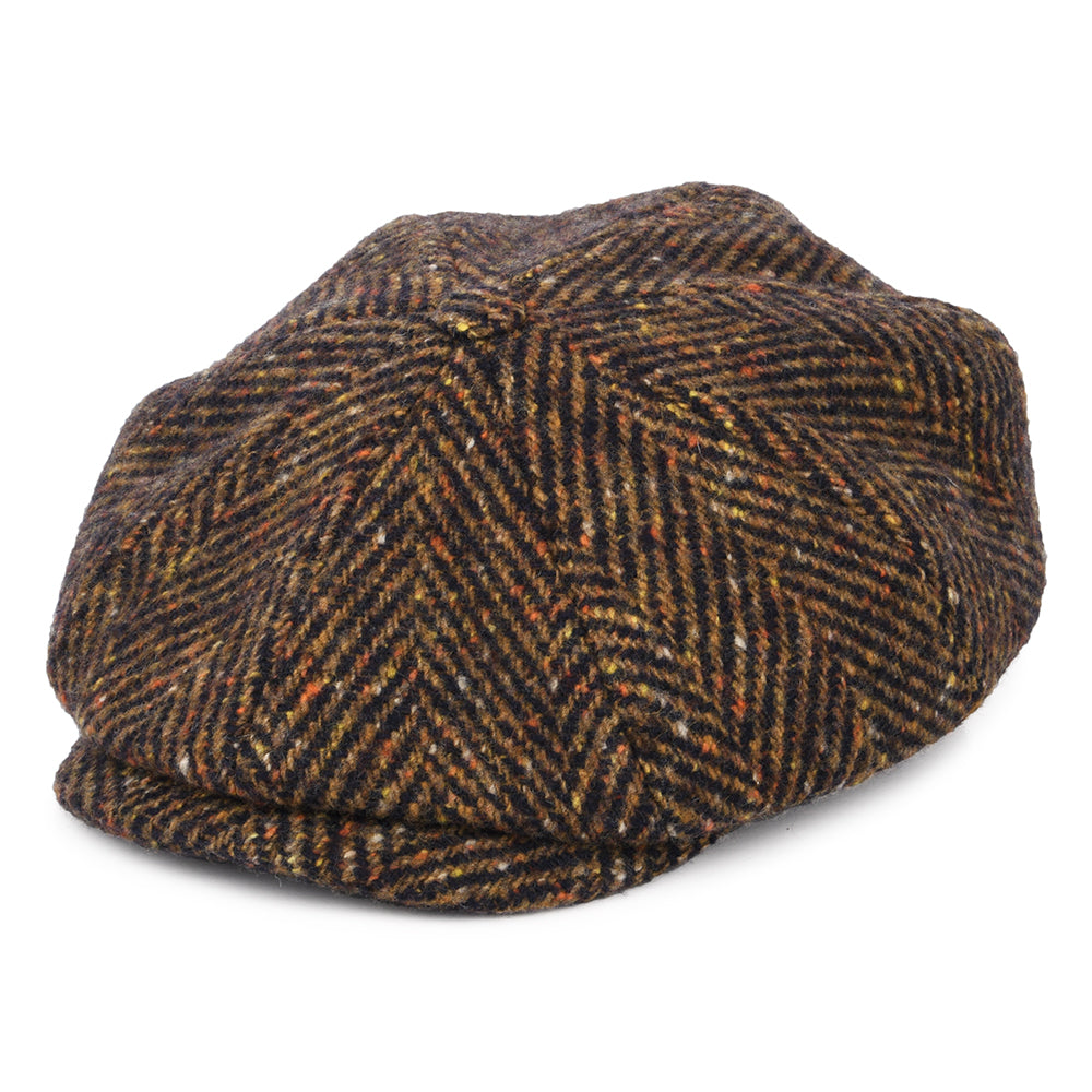 Casquette Gavroche en Laine Vierge à Chevrons Hatteras bleu marine-cognac STETSON