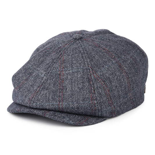 Casquette Gavroche à Carreaux et Chevrons Brood bleu marine délavé-beige BRIXTON
