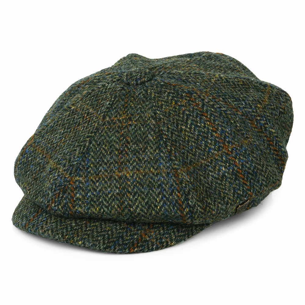 Casquette Gavroche en HARRIS TWEED à Chevrons Carloway olive-bleu-rouille FAILSWORTH