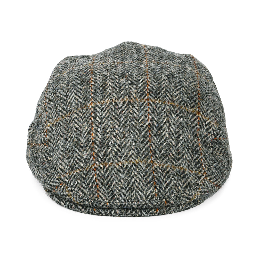 Casquette Plate en HARRIS TWEED à carreaux et Chevrons Stornoway gris-noir FAILSWORTH