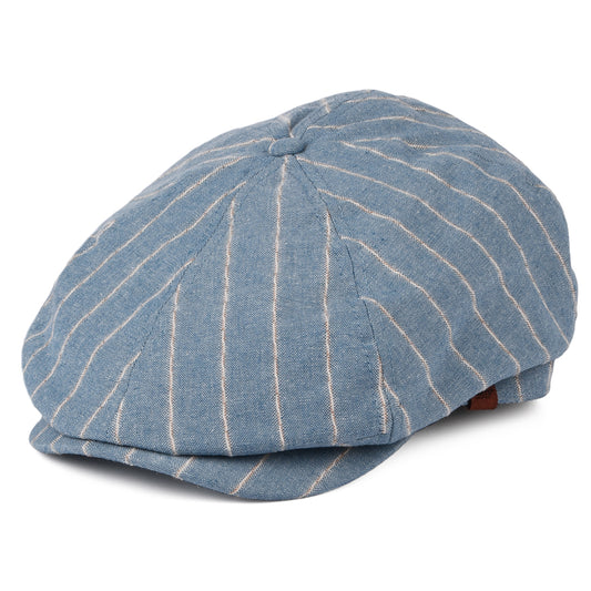 Casquette Gavroche en Lin et Coton à Rayures Jamaica bleu clair BARTS